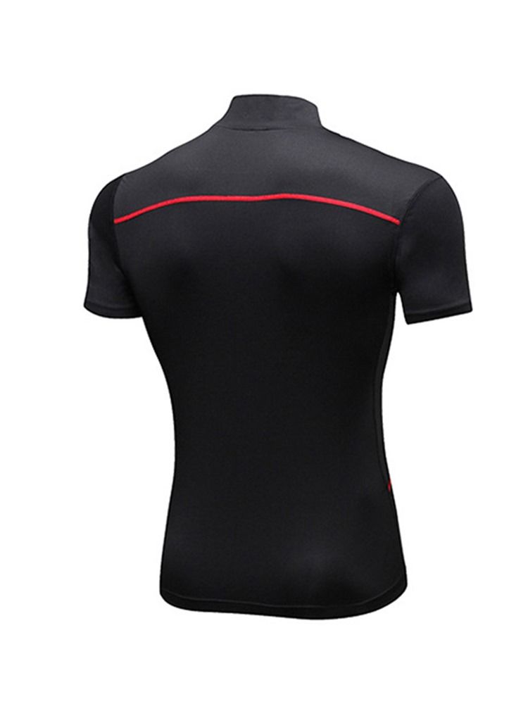 Stretch Sports Quick Dry T-Shirt För Män Med Dragkedja