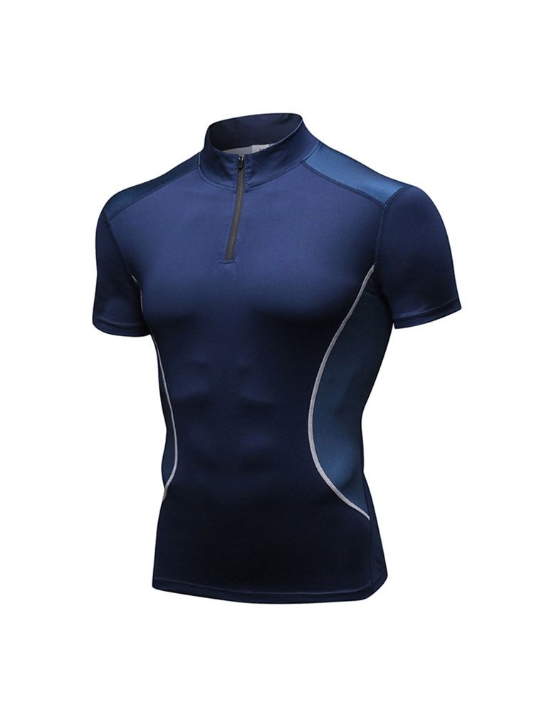 Stretch Sports Quick Dry T-Shirt För Män Med Dragkedja