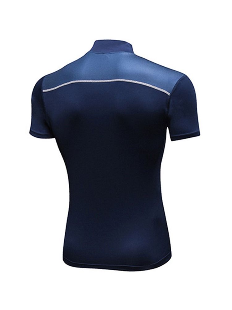 Stretch Sports Quick Dry T-Shirt För Män Med Dragkedja