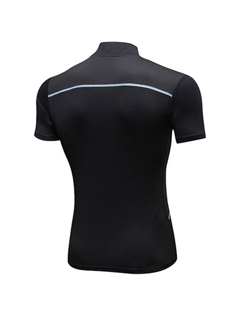 Stretch Sports Quick Dry T-Shirt För Män Med Dragkedja