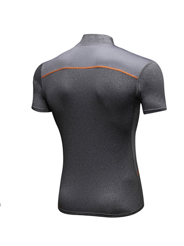 Stretch Sports Quick Dry T-Shirt För Män Med Dragkedja