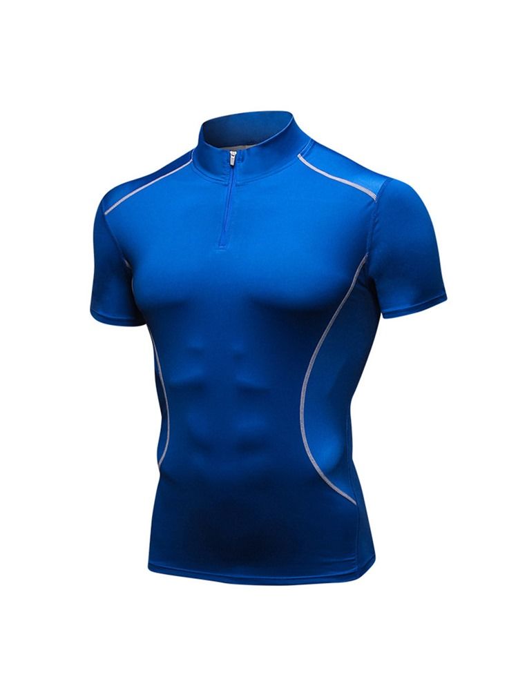 Stretch Sports Quick Dry T-Shirt För Män Med Dragkedja