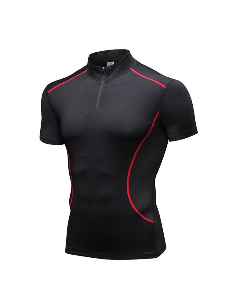 Stretch Sports Quick Dry T-Shirt För Män Med Dragkedja