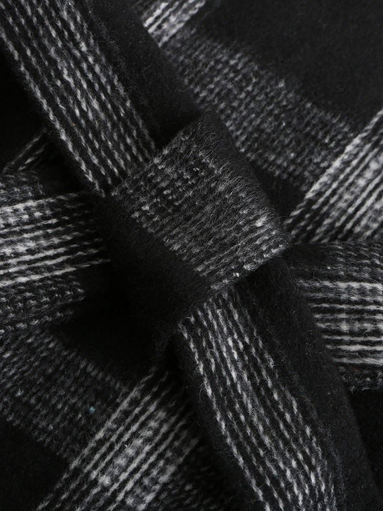 Bälte Lace-Up Rak Vinter Lapel Dam Överrock