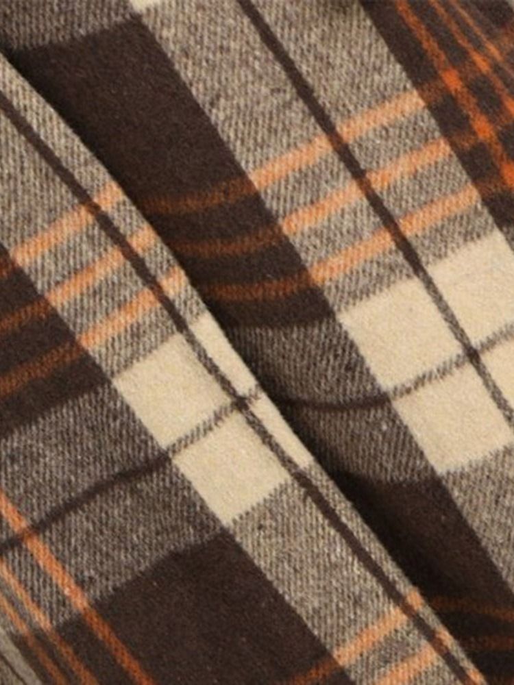 Horn Button Slim Patchwork Lång Vinteröverrock
