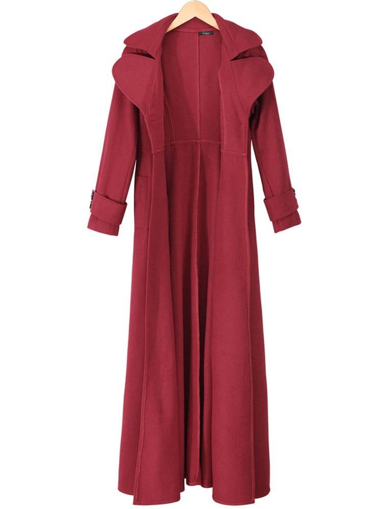 Lång Långärmad Smal Trenchcoat