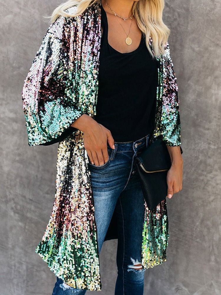 Lång Patchwork Höst Casual Trench Coat