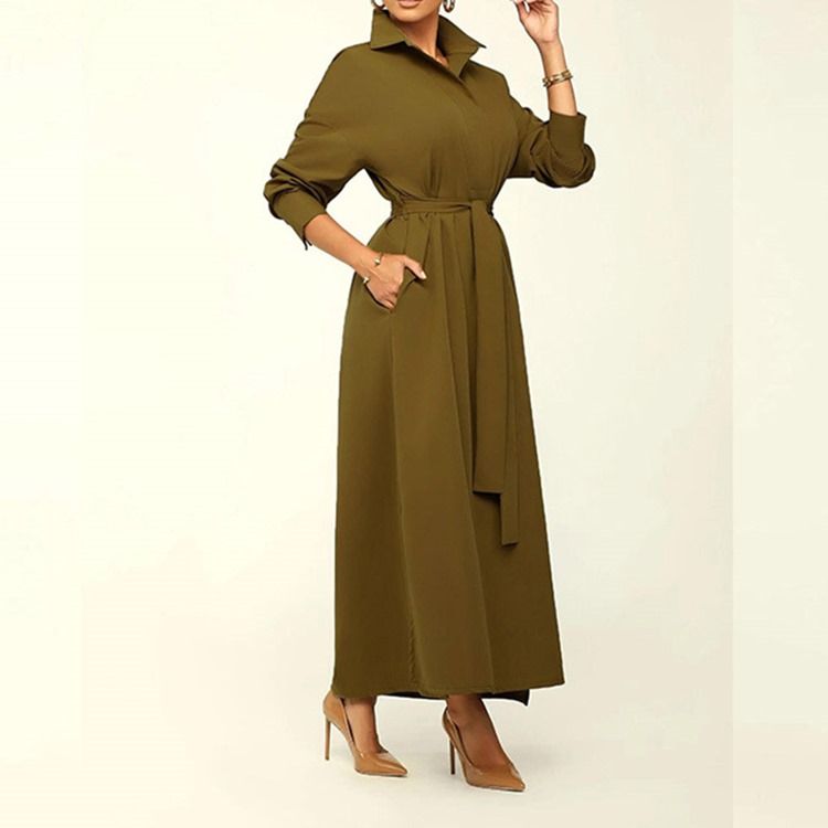 Långslagsbälte Långärmad Vanlig Trenchcoat