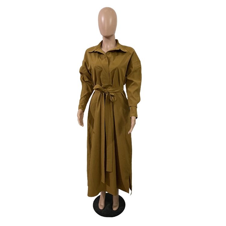 Långslagsbälte Långärmad Vanlig Trenchcoat