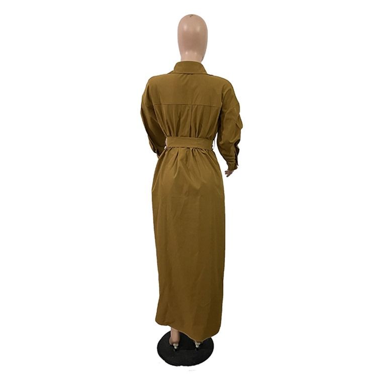 Långslagsbälte Långärmad Vanlig Trenchcoat