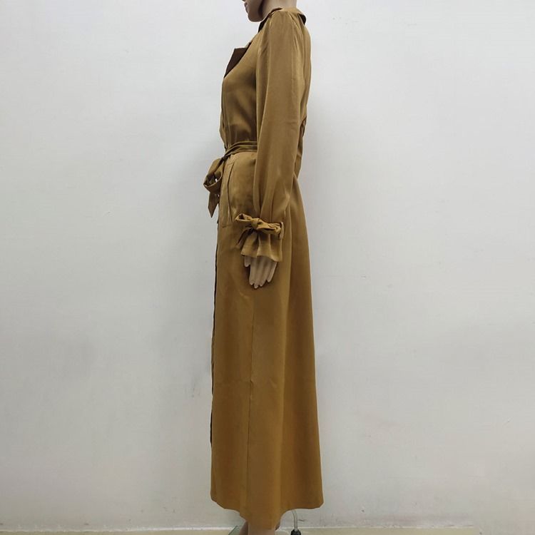 Lapel Dubbelknäppt Long Fall Western Trench Coat