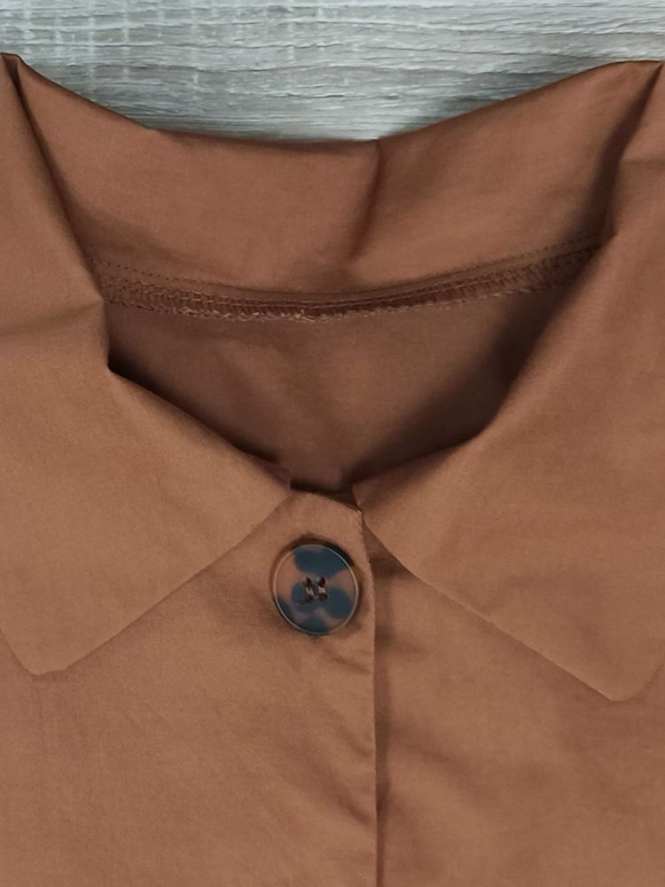 Lapel Enkelknäppt Patchwork Västerländsk Höst Trenchcoat För Kvinnor