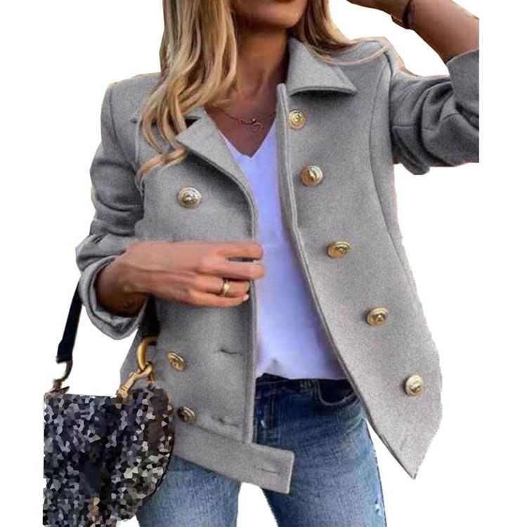 Dubbelknäppt Slim Vanlig Standard Lapel Overcoat