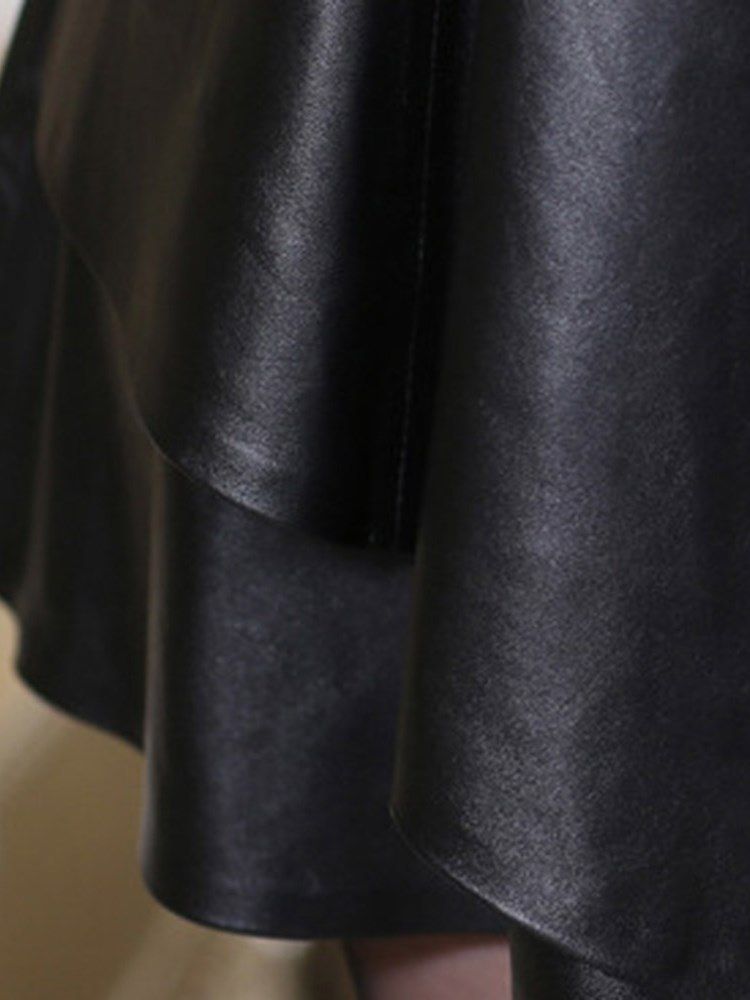 Lapel Tjock Color Block Långärmad Faux Fur Coat