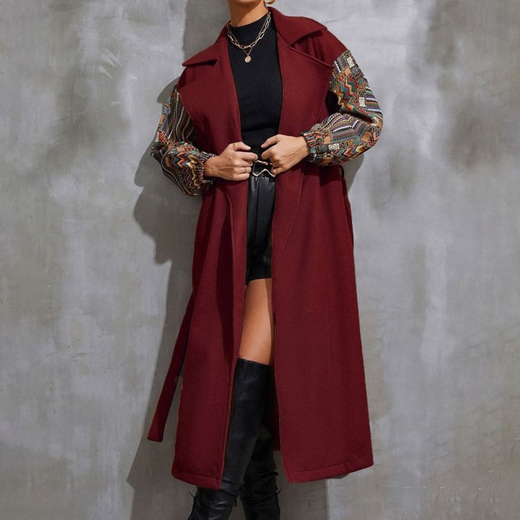 Lös Patchwork Lapel Vinteröverrock