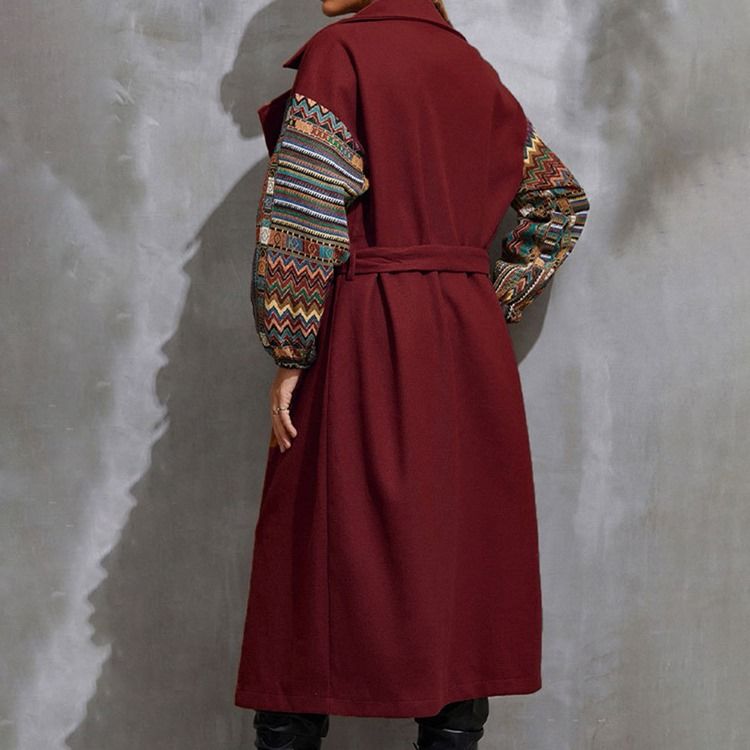 Lös Patchwork Lapel Vinteröverrock