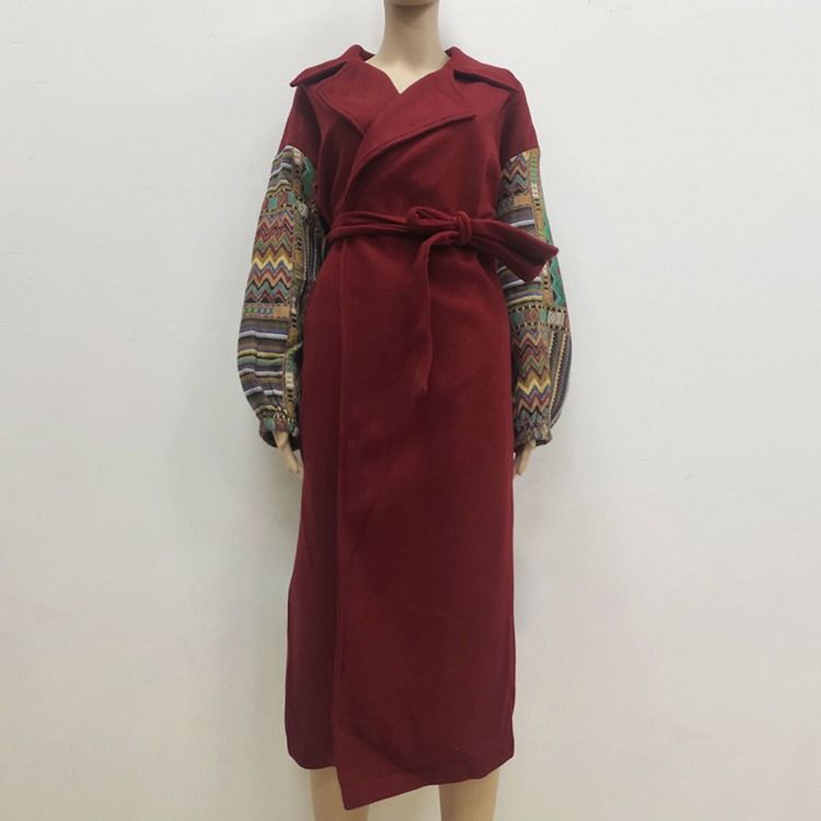 Lös Patchwork Lapel Vinteröverrock