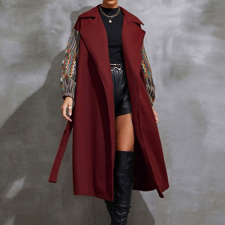 Lös Patchwork Lapel Vinteröverrock
