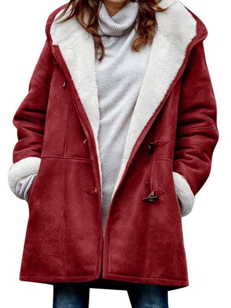 Lös Pocket Horn Button Fall Hooded Overcoat