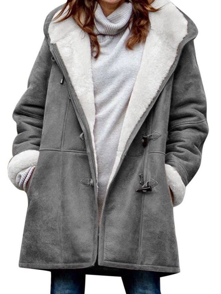 Lös Pocket Horn Button Fall Hooded Overcoat