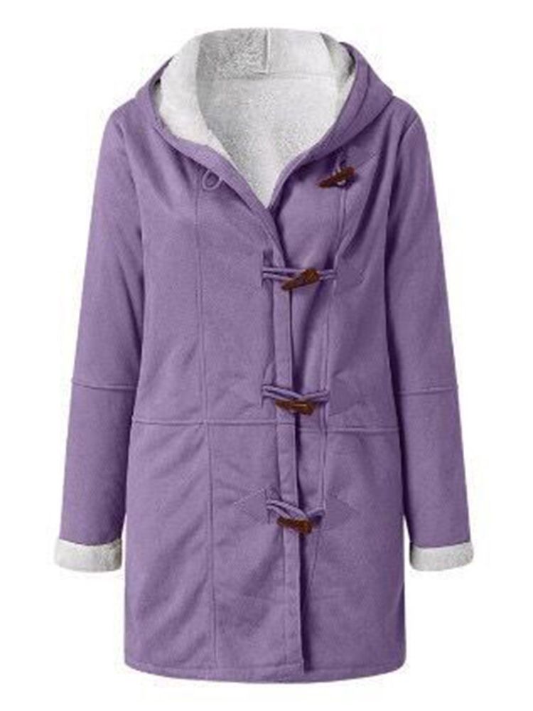 Lös Pocket Horn Button Fall Hooded Overcoat