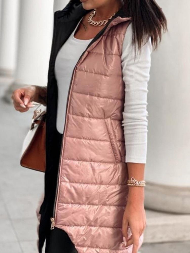 Pocket Vanlig Hooded Spring Mid-Length Väst