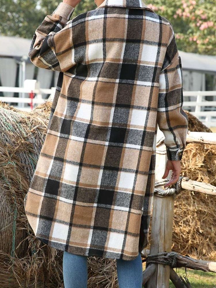 Rak Knäppning Enkelknäppt Spring Lapel Overcoat
