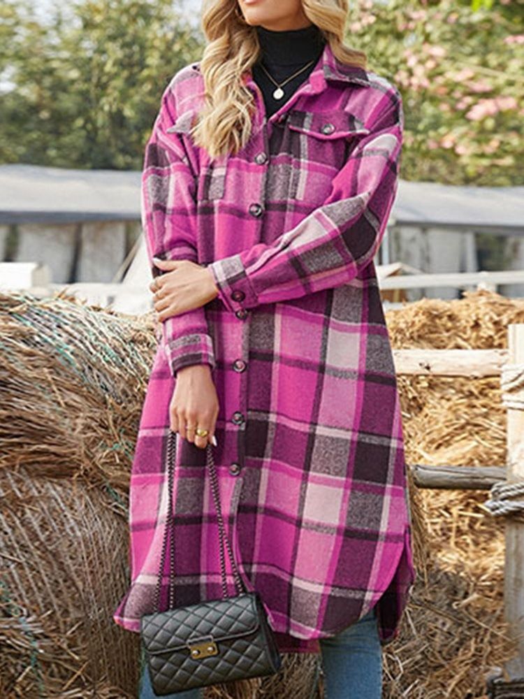 Rak Knäppning Enkelknäppt Spring Lapel Overcoat