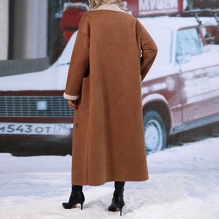 Smal Dubbelknäppt Regular Lapel Long Overcoat