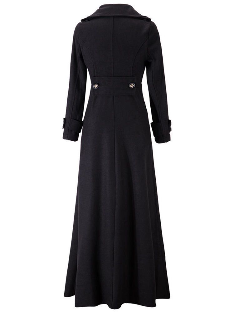 Smal Lapel Enkel Lång Kappa