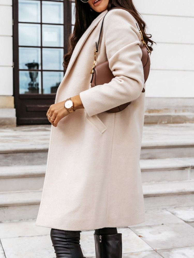 Vanlig One Button Pocket Vinter Naggad Lapel Overcoat