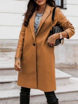 Vanlig One Button Pocket Vinter Naggad Lapel Overcoat