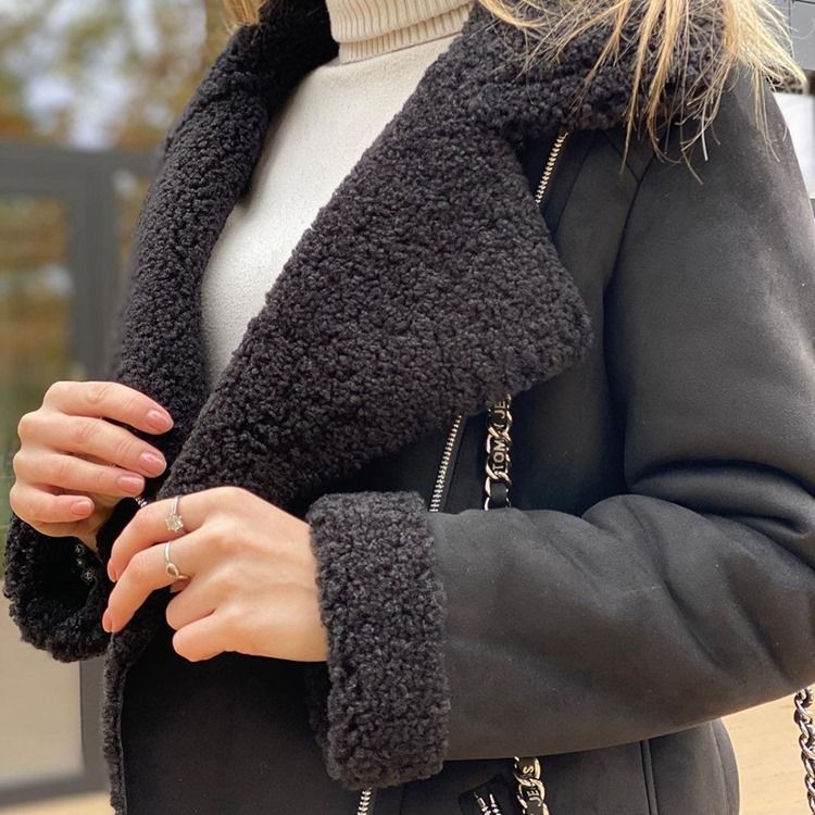 Zipper Pocket Regular Lapel Mellanlängd Överrock