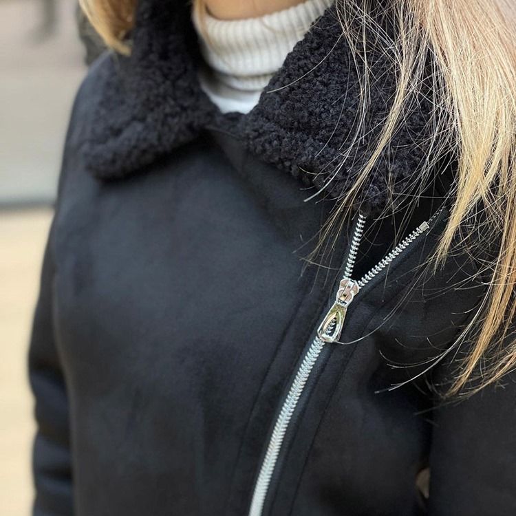 Zipper Pocket Regular Lapel Mellanlängd Överrock
