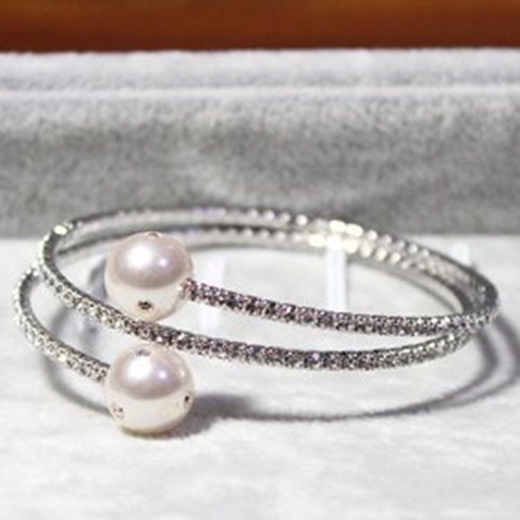 Full Rhinestone Pearls Inläggningsarmband