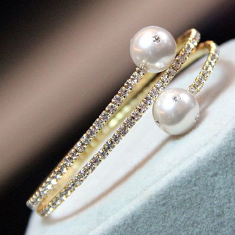 Full Rhinestone Pearls Inläggningsarmband