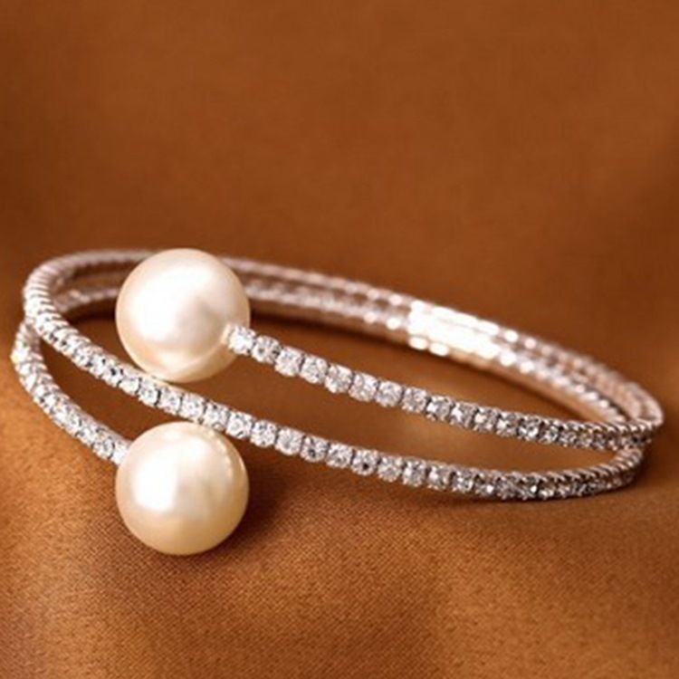 Full Rhinestone Pearls Inläggningsarmband