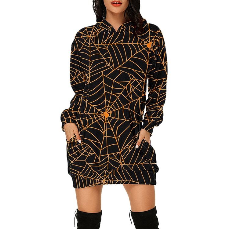 Halloween Skull Regular Pocket Long Sleeve Winter Hoodie