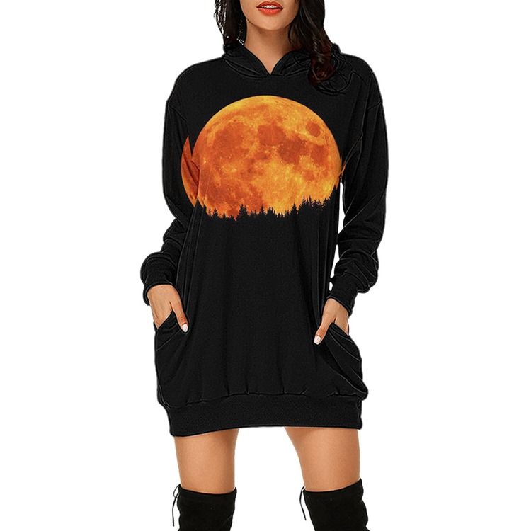 Halloween Skull Regular Pocket Long Sleeve Winter Hoodie