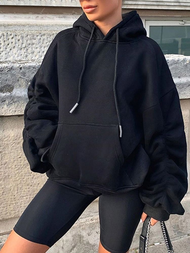 Patchwork Vanlig Standard Höst Hoodie