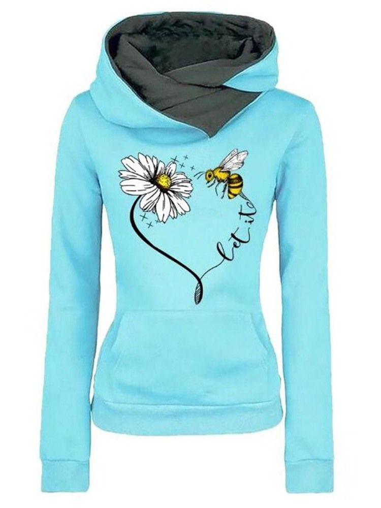 Plantera Vanligt Tryck Höst Långärmad Hoodie