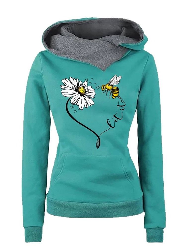 Plantera Vanligt Tryck Höst Långärmad Hoodie