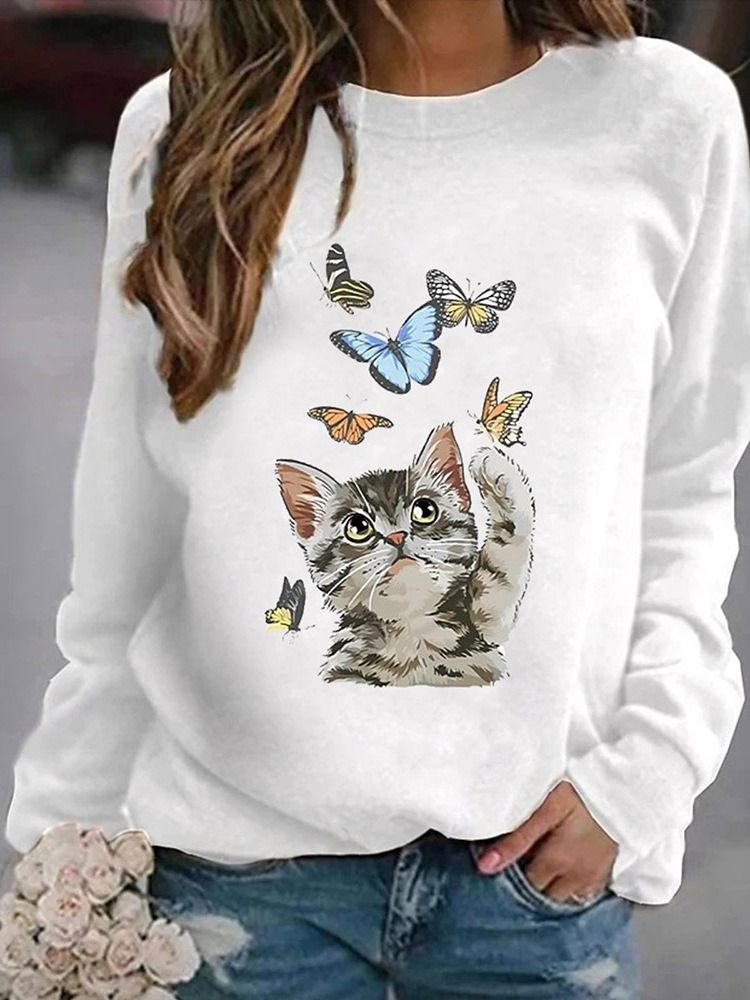 Raglan Ärm Animal Patchwork Rundhalsad Fall Hoodie