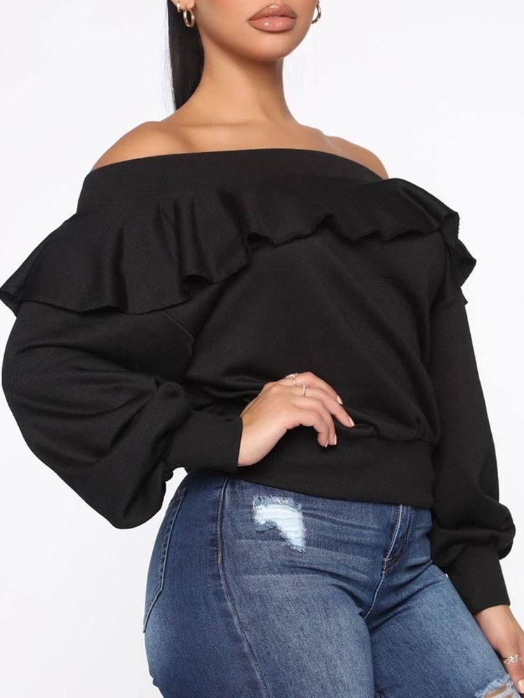 Vanlig Falbala Off Shoulder Fall Hoodie