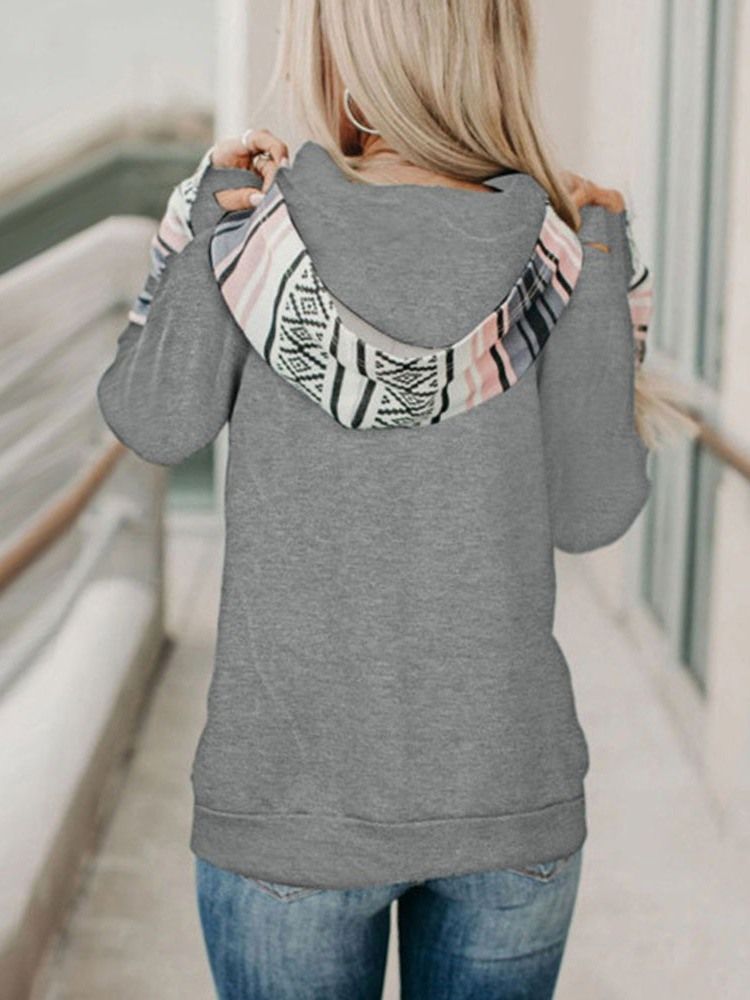 Vanlig Pocket Color Block Fall Standard Hoodie Dam