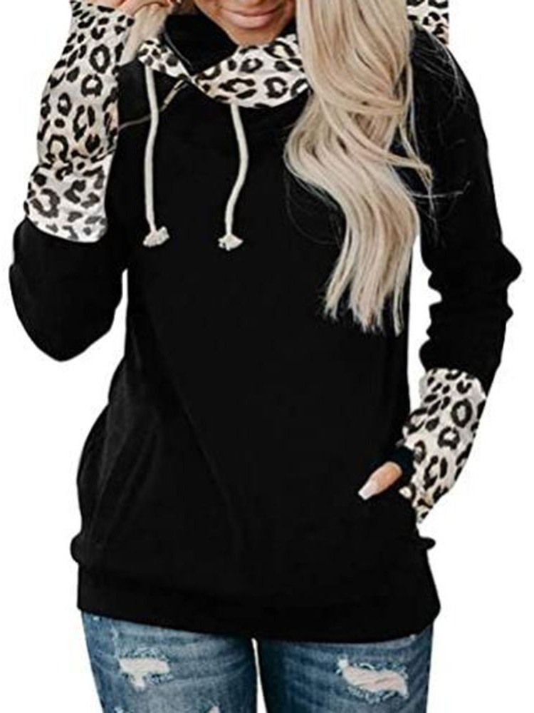 Vanlig Pocket Color Block Fall Standard Hoodie Dam