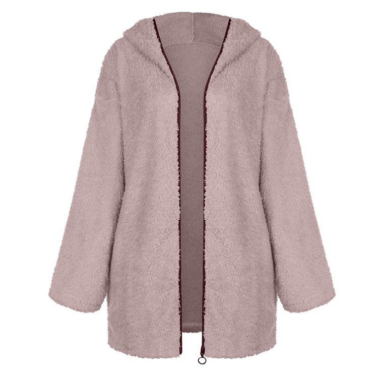Zipper Patchwork Fleece Huvtröja I Mellanlängd
