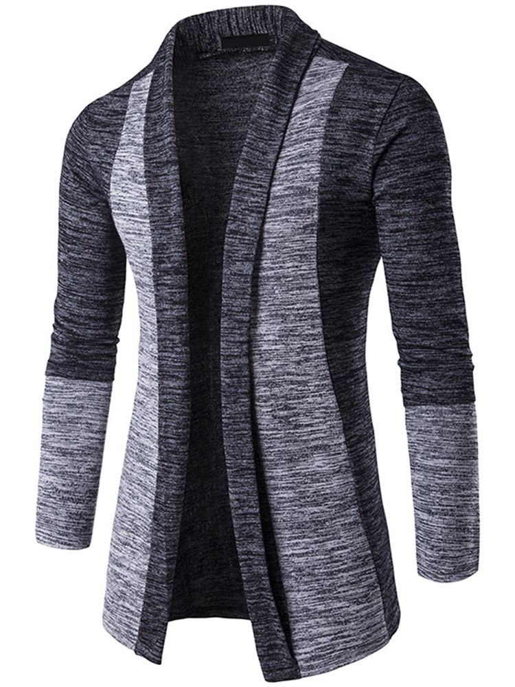Color Block Cardigan Casual Herrstickade Plagg