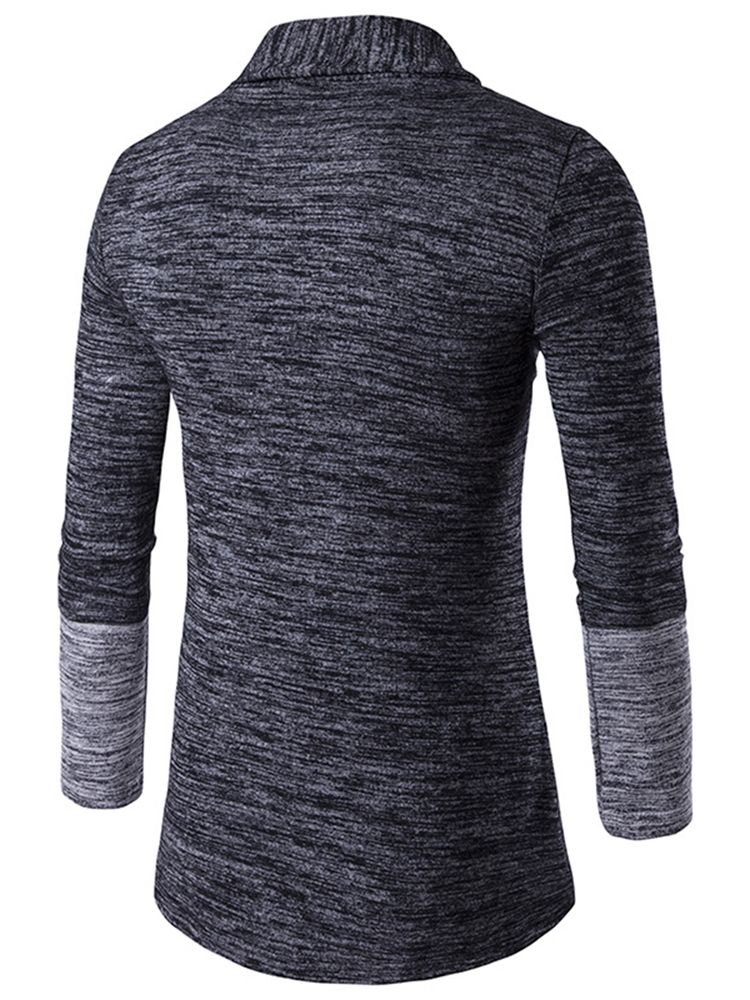 Color Block Cardigan Casual Herrstickade Plagg