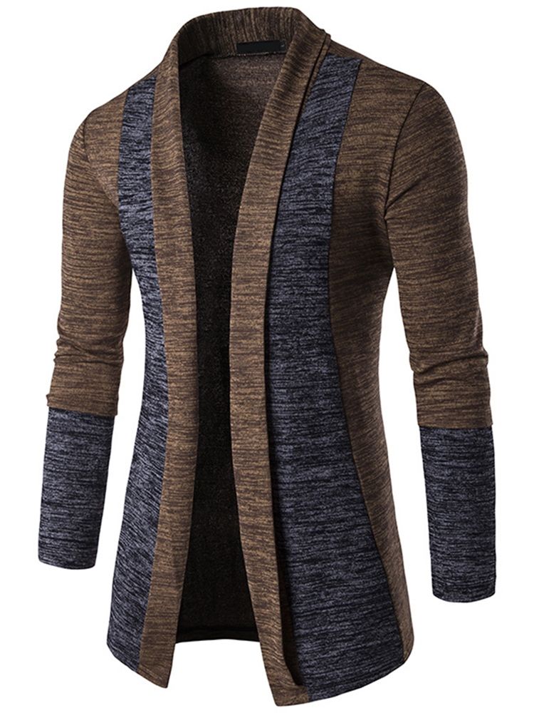 Color Block Cardigan Casual Herrstickade Plagg